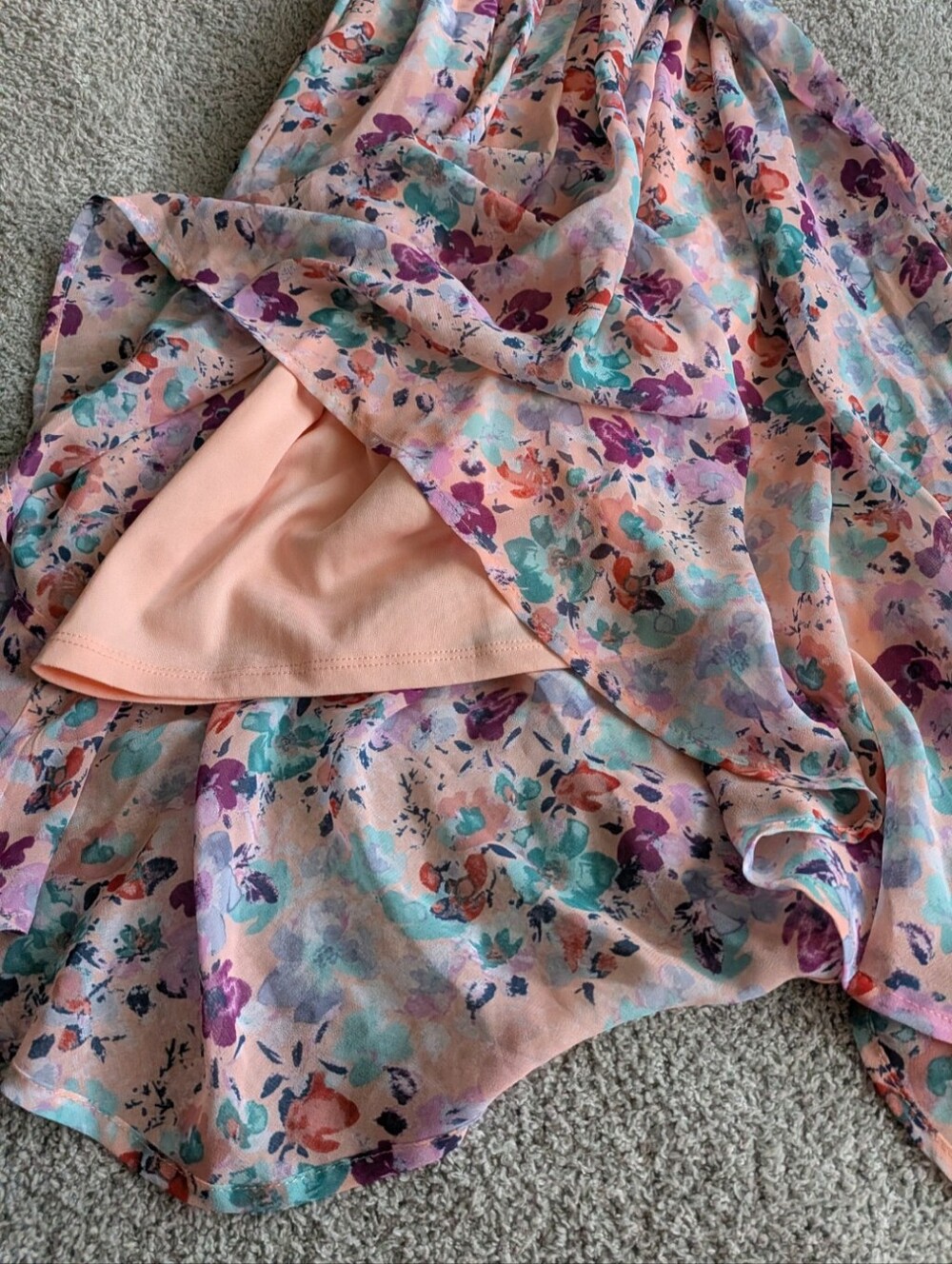 🌼B2G1🌼 Disney Cinderella Pink Multi Floral Ruffle Handkerchief Hem Dress NWT - Picture 2 of 8